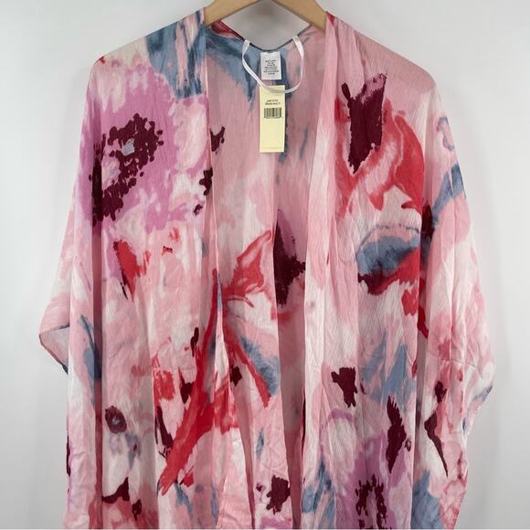 COLLECTION EIGHTEEN Wrap Scarf NWT Warm Pink Multi Spring Lightweight Colorful - Picture 4 of 14